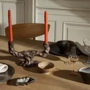 Świecznik Dito podwójny ciemnobrązowy Ferm Living