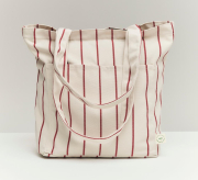 Torba na zakupy Outdoor Market beżowa w czerwone pasy HAY