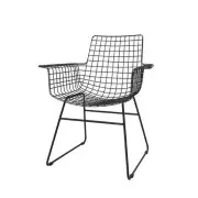 Krzesło Metalowe Wire Czarne Z Podłokietnikami Hkliving