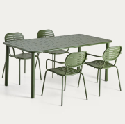 Zestaw ogrodowy Brai stół + 4 krzesła zielony kave home