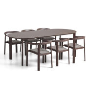 Zestaw ogrodowy Erice stół 230 cm + 6 krzeseł brązowy Kave Home