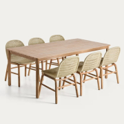 Zestaw ogrodowy Sori stół + 6 krzeseł beżowy Kave Home