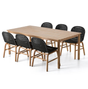 Zestaw ogrodowy Sori stół + 6 krzeseł grafitowy Kave Home