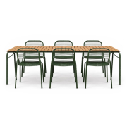 Zestaw ogrodowy Vig stół + 6 krzeseł ciemnozielony Normann Copenhagen