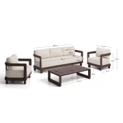 Zestaw ogrodowy Nerano 3-osobowy brązowy kave home